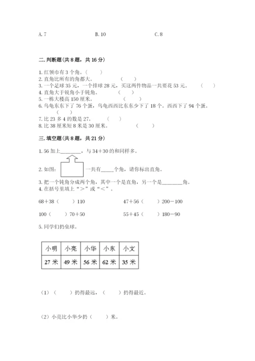 2022人教版二年级上册数学期中测试卷及完整答案（必刷）.docx