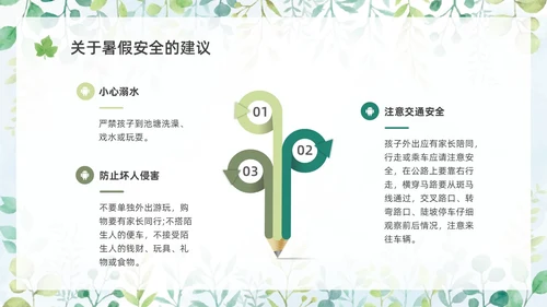 绿色水彩花卉期末家长会PPT期末考动员