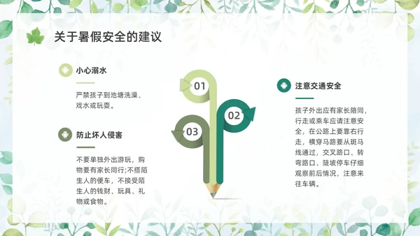 绿色水彩花卉期末家长会PPT期末考动员