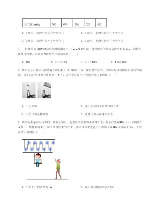 专题对点练习四川广安友谊中学物理八年级下册期末考试必考点解析练习题（详解）.docx