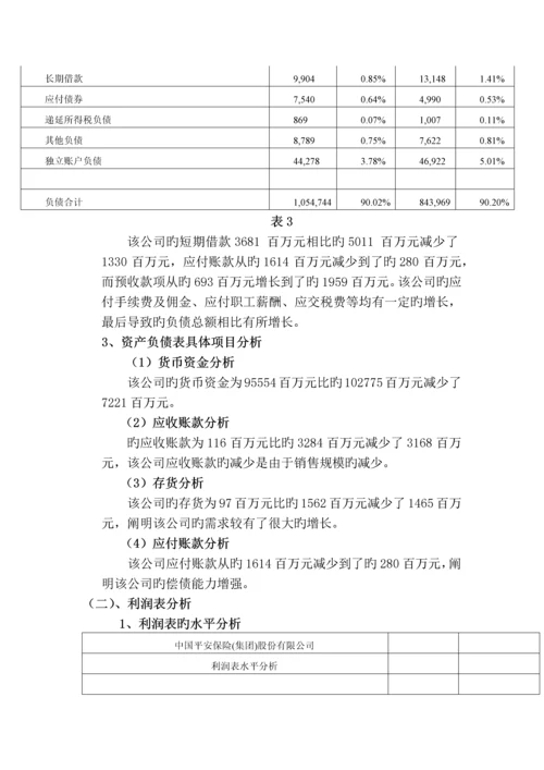 中国平安保险财务报表分析.docx