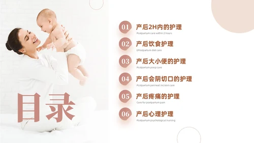 粉色简约线条风产后护理培训医学妇产科PPT