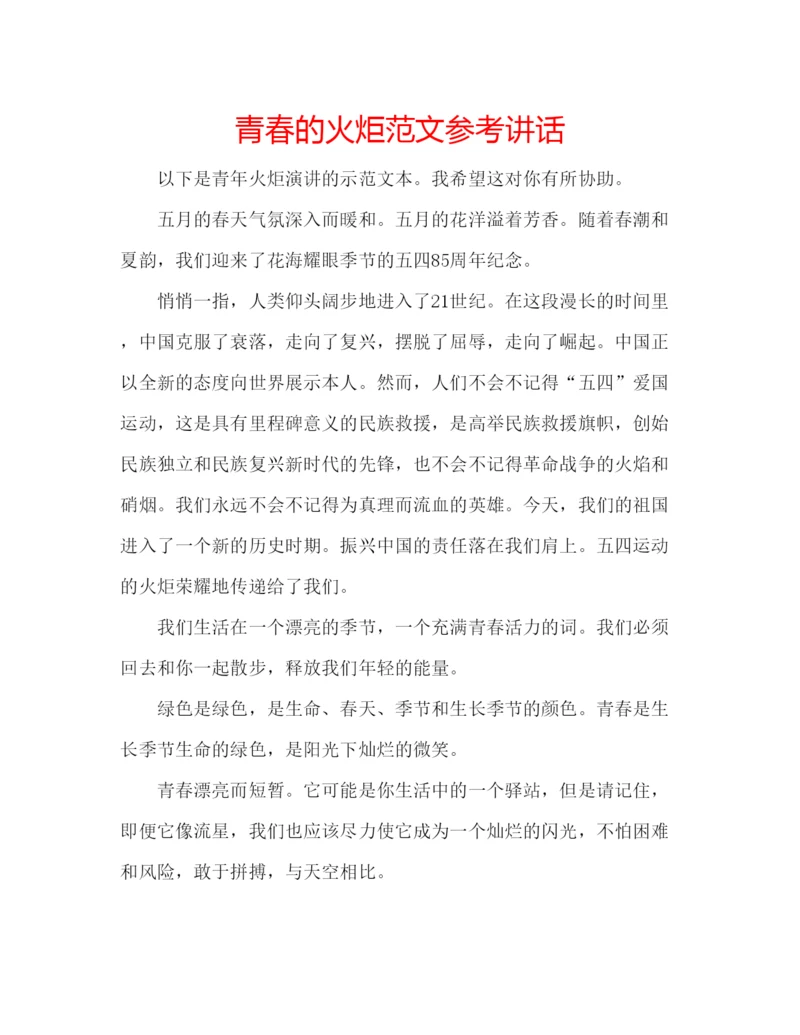 精编青春的火炬范文.docx