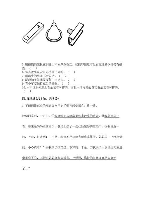 教科版小学科学二年级下册期末测试卷（含答案）