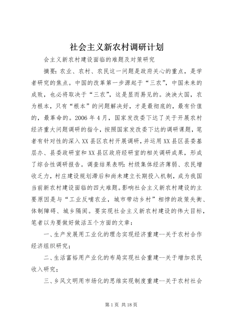 社会主义新农村调研计划 (4).docx