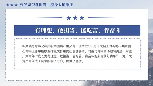 蓝色政党做一名新时代优秀的青年党员党课PPT党建