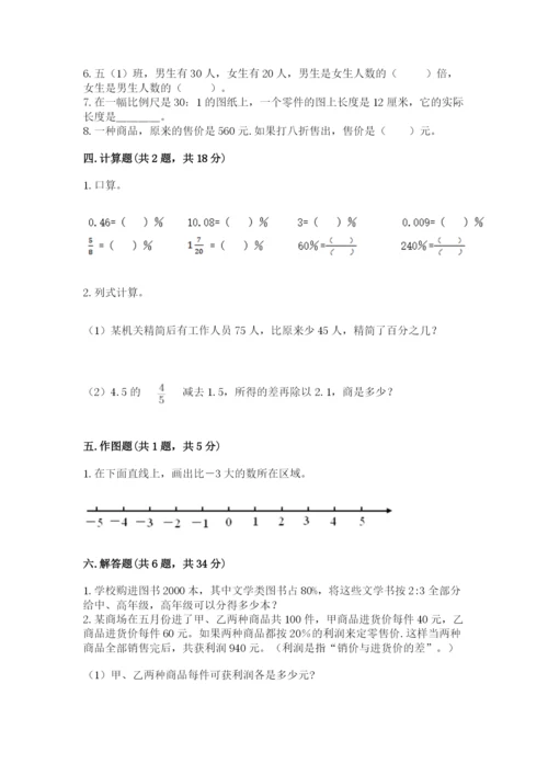 临沂市沂南县六年级下册数学期末测试卷完整.docx