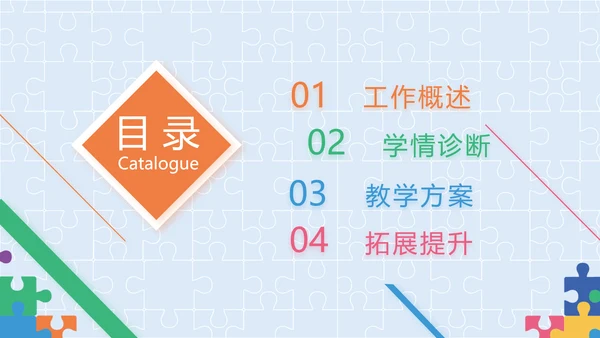 蓝色大气智力教学培训工作总结PPT