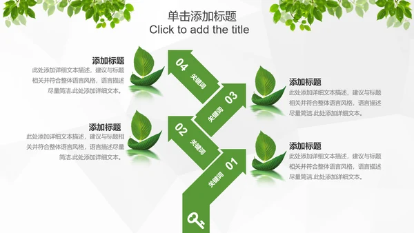绿色环保低碳生态文明建设树叶PPT模板