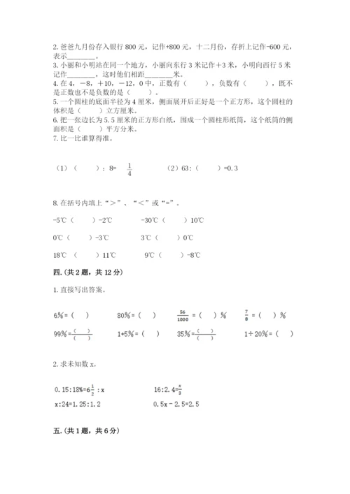小学数学六年级下册竞赛试题及参考答案【轻巧夺冠】.docx