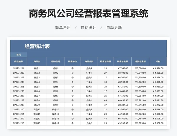 商务风公司经营报表管理系统