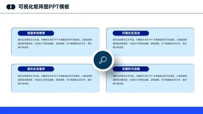 深蓝色简约可视化4项矩阵图PPT单页