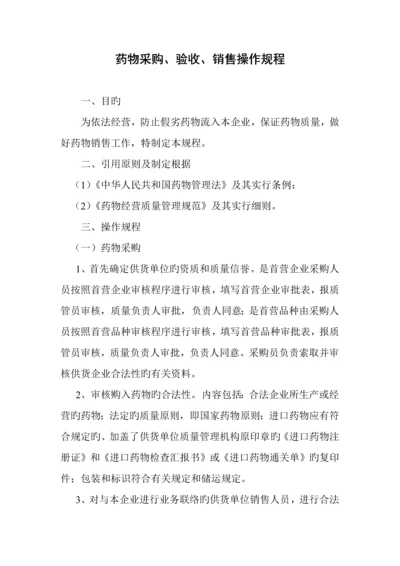 药品采购验收销售操作规程药店新版认证.docx