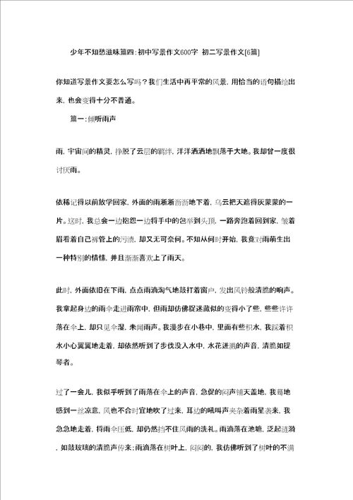 少年不知愁滋味作文少年不知愁滋味5篇