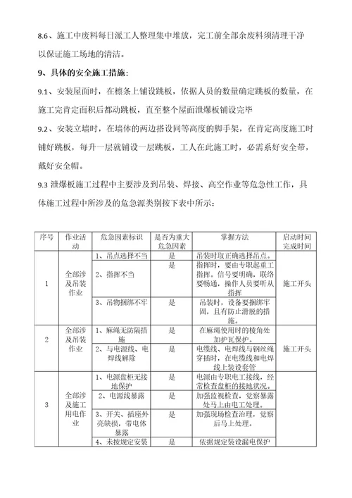泄爆墙设计施工方案