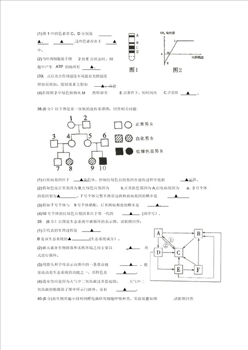 江苏省宿迁20142015学年高二期末小高考模拟试卷生物.资料