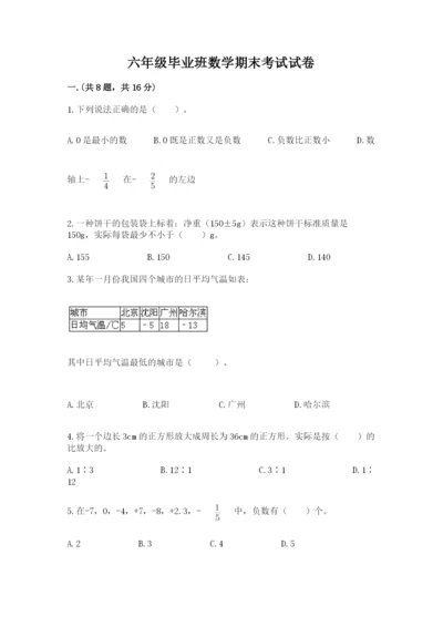 六年级毕业班数学期末考试试卷及参考答案（研优卷）.docx