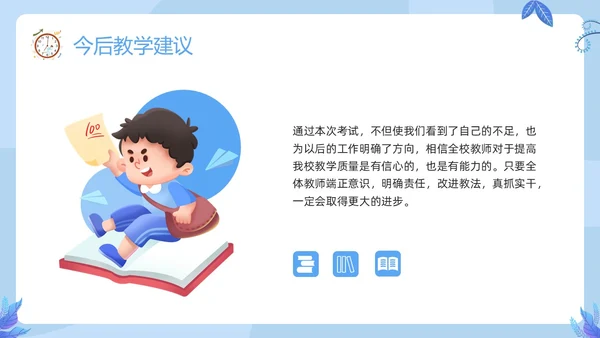 蓝色插画期末质量分析PPT模板宣传PPT动态PPT