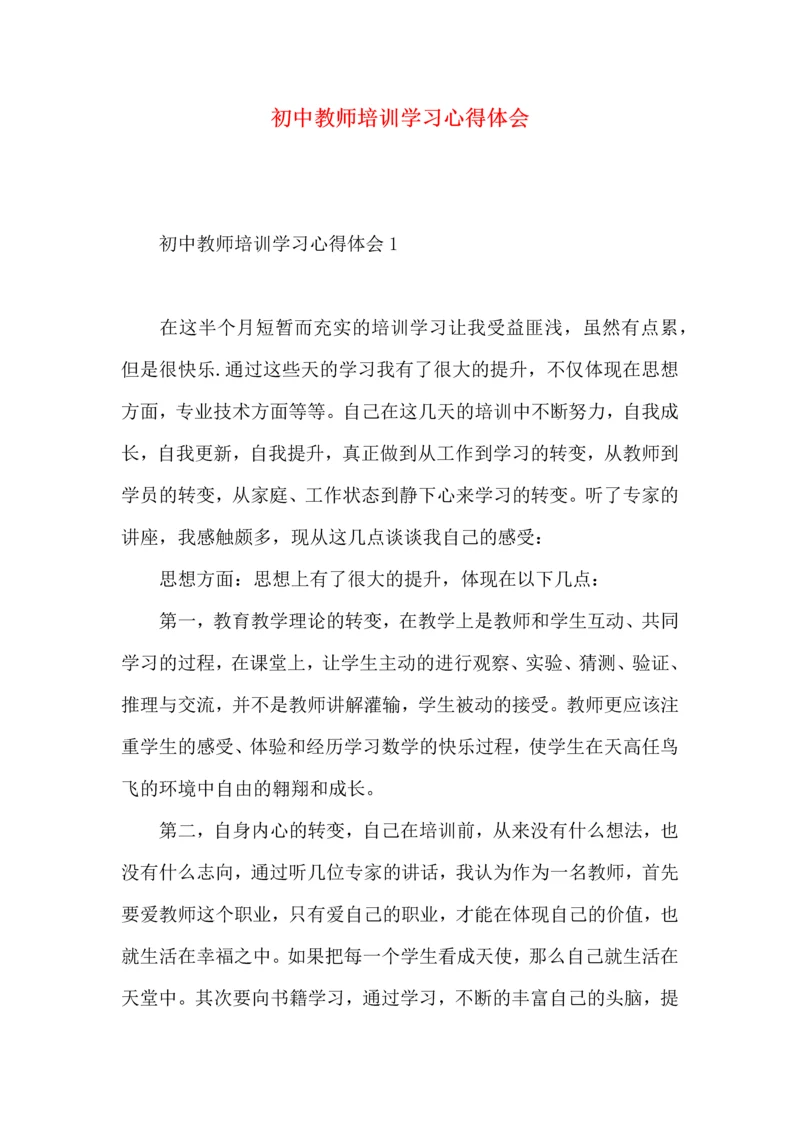 初中教师培训学习心得体会.docx