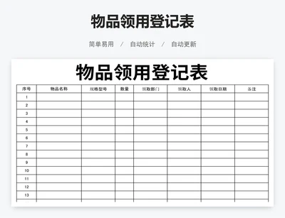物品领用登记表
