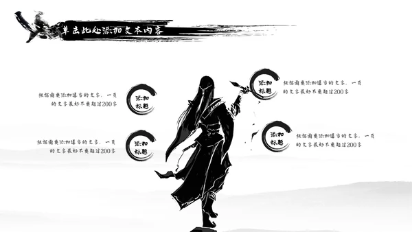 中国风武侠笑傲江湖古代战争亮剑水墨培训PPT模版
