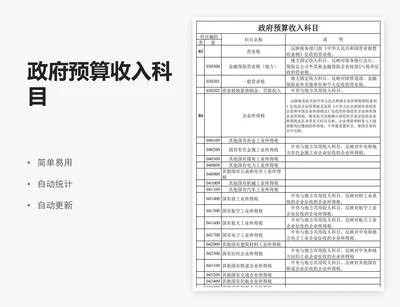 政府预算收入科目