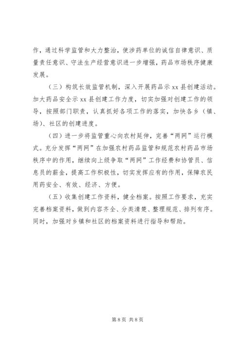 县药品安全示XX县区创建工作汇报材料.docx