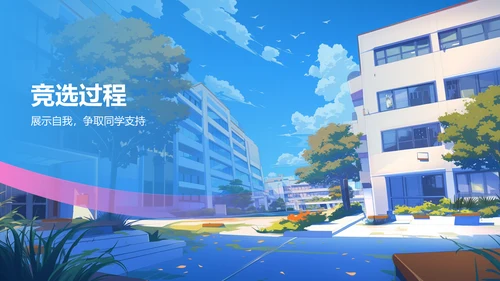粉色手绘风学生会竞选PPT模板
