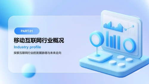 蓝色3D风互联网行业数据可视化报告PPT模板