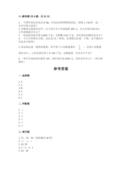 小学六年级上册数学期末测试卷（易错题）word版.docx