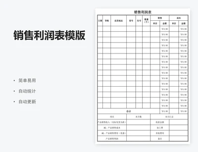 销售利润表模版