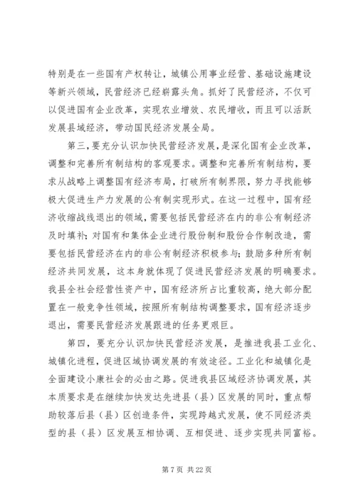 县民营经济工作大会县长讲话稿.docx