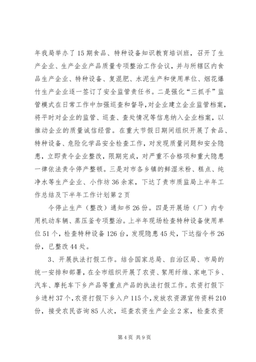 市质监局上半年工作总结及下半年工作计划.docx