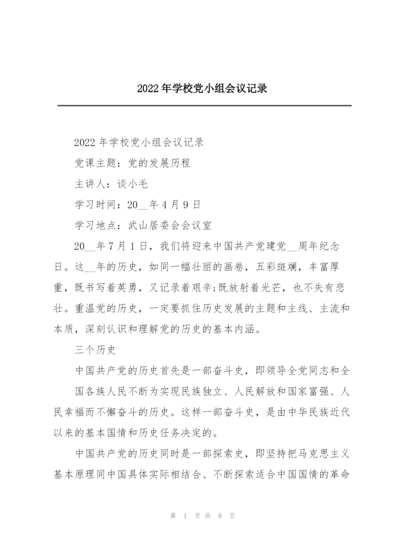 2022年学校党小组会议记录.docx