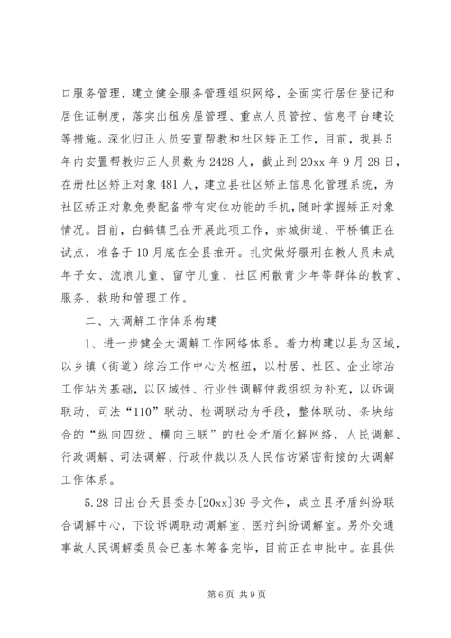 县贯彻落实各级政法综治工作会议精神汇报材料 (3).docx
