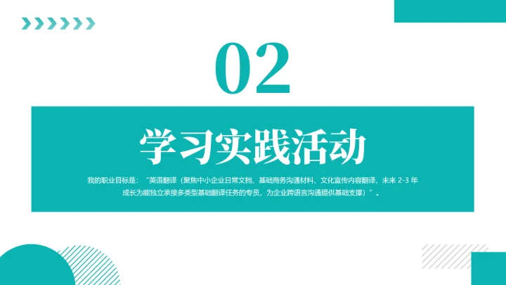 英语专业大学生职业生涯规划发展展示通用PPT模版