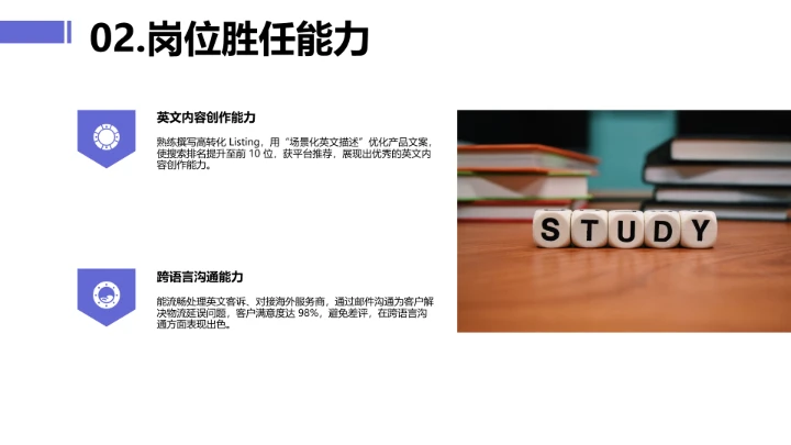 黄紫简约英语专业大学生求职综合展示职业生涯规划通用PPT
