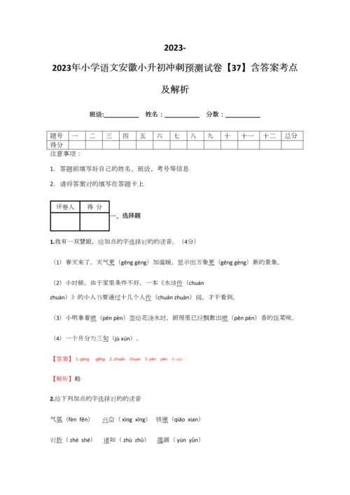 2023年小学语文安徽小升初冲刺预测试卷含答案考点及解析优质资料.docx