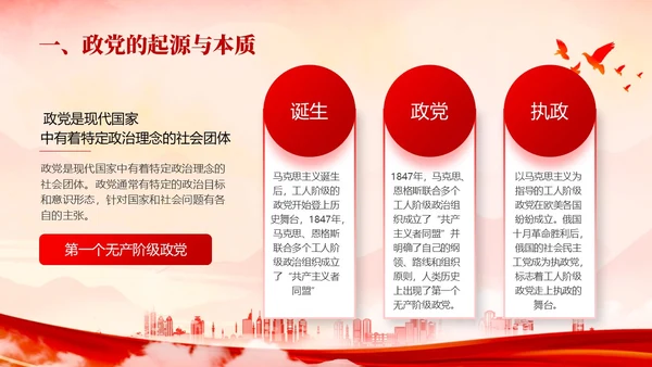 红色水墨风入党培训PPT