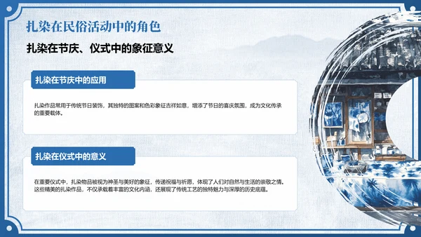 蓝色中国风非遗扎染的艺术魅力PPT模板