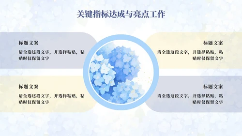 蓝色小清新花团锦簇年中工作总结PPT模板