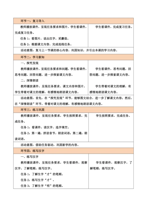 部编1A 第7单元 第4课 明天要远足（2）教学设计