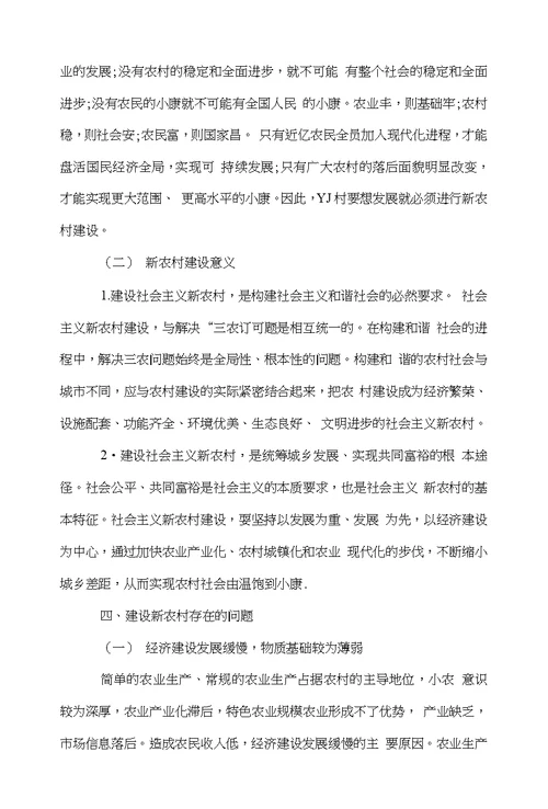 新农村建设调查报告范文