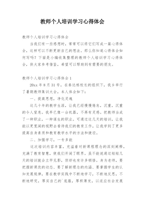 教师个人培训学习心得体会.docx