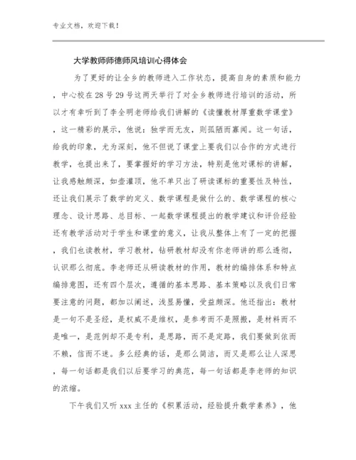 2024年大学教师师德师风培训心得体会例文5篇.docx