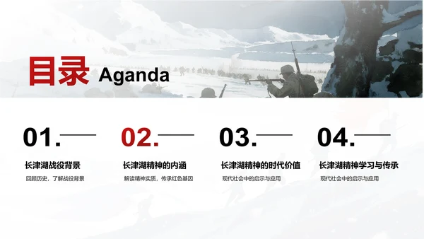 红色插画风长津湖精神学习分享 PPT模板