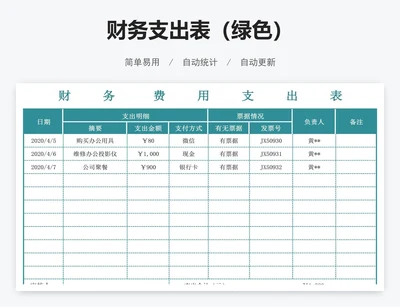 财务支出表（绿色）