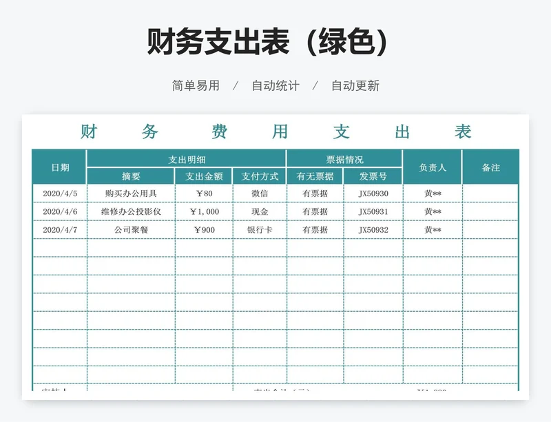 财务支出表（绿色）