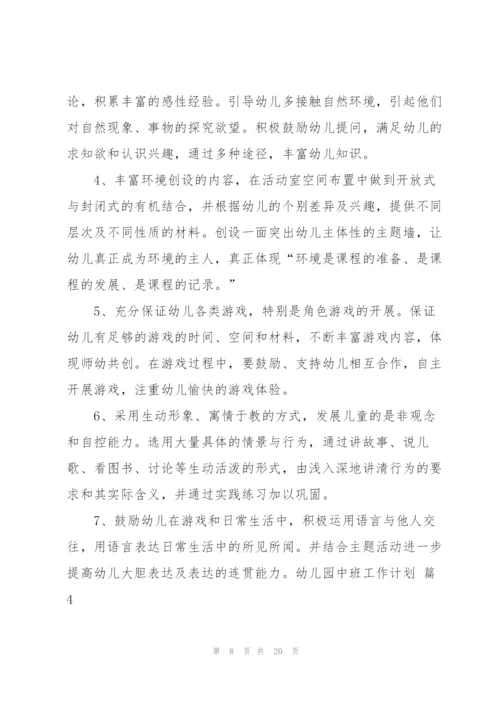 幼儿园中班工作计划汇总九篇.docx