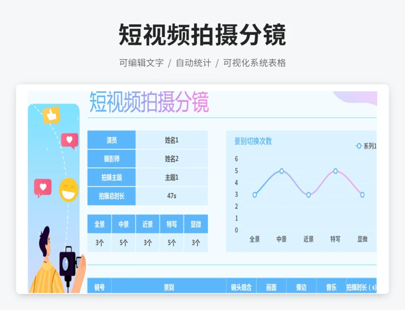渐变扁平视频拍摄分镜